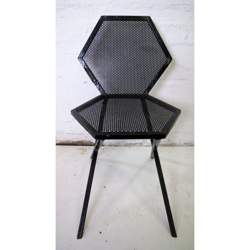 Vintage Hexagon chair in black metal