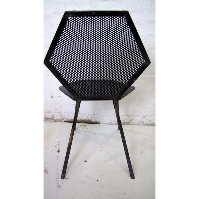 Chaise vintage hexagone en métal noir