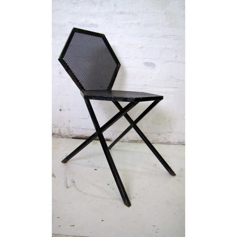 Vintage Hexagon chair in black metal