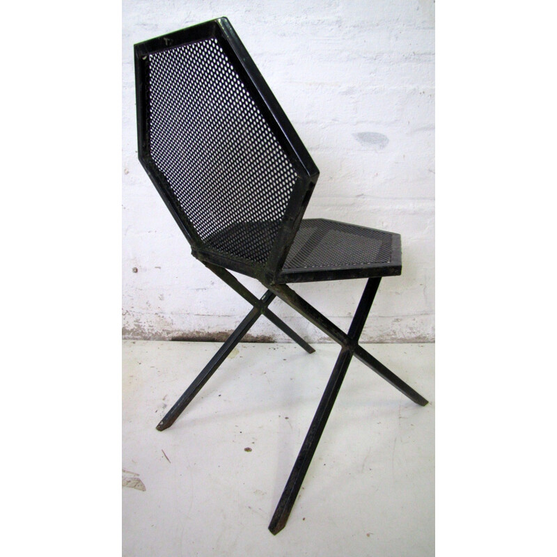 Vintage Hexagon chair in black metal