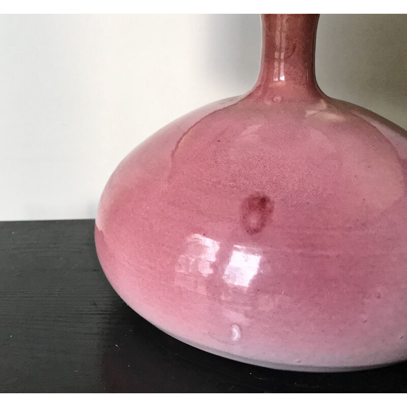 Vintage lamp in pink ceramic by Roland Zobel 1950