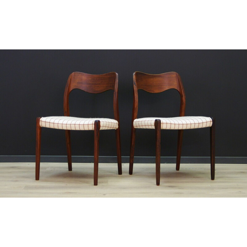 Suite de 2 chaises vintage en palissandre par N.O Moller