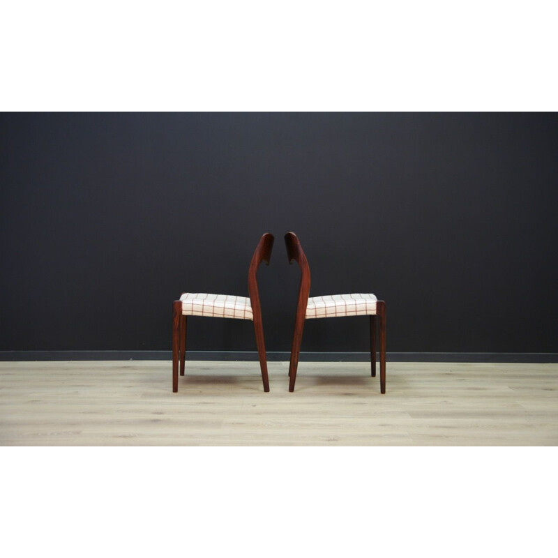 Suite de 2 chaises vintage en palissandre par N.O Moller