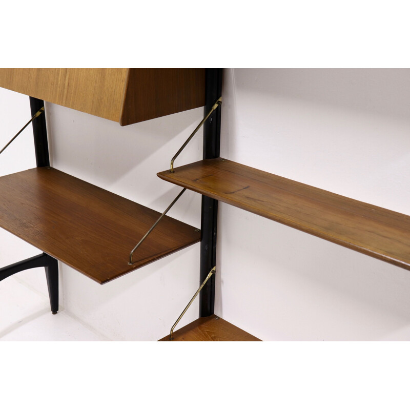 Vintage wall unit in teak by Louis van Teeffelen for WeBe