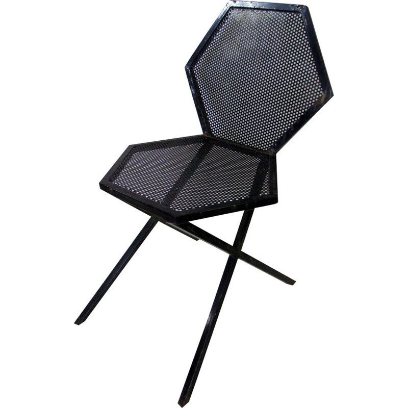 Vintage Hexagon chair in black metal