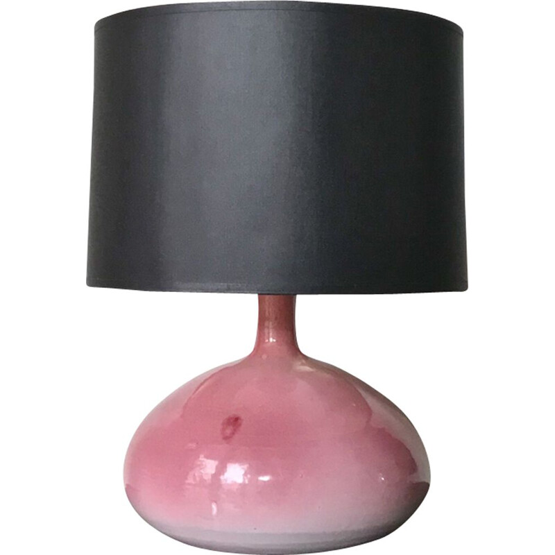 Vintage lamp in pink ceramic by Roland Zobel 1950