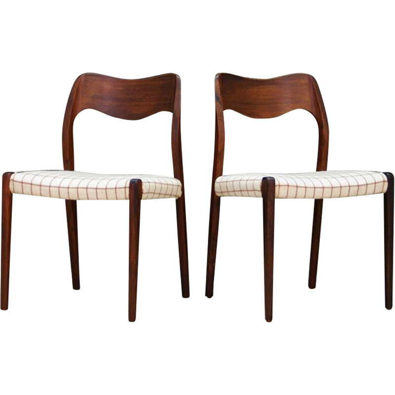 Set of 2 vintage chair in rosewood by N.O Moller