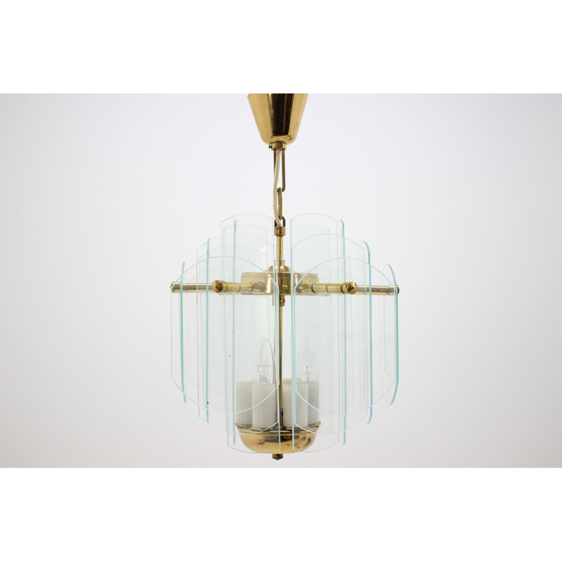 Vintage glass pendant lamp by Jablonecké Sklárny, Czech 1980