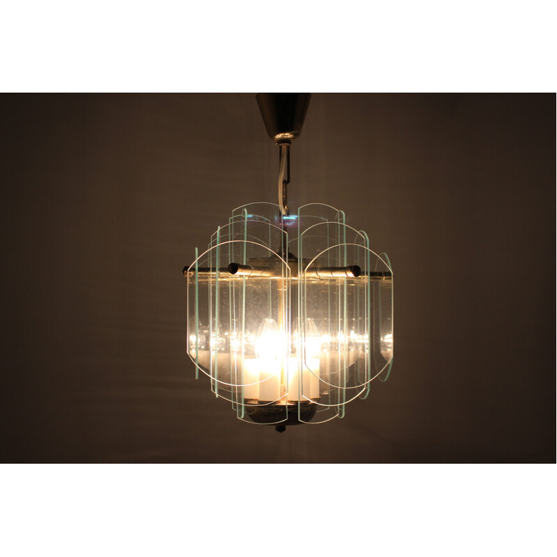 Vintage glass pendant lamp by Jablonecké Sklárny, Czech 1980