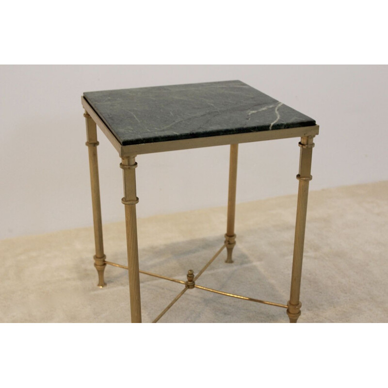 Vintage marble and brass coffee table, France 1960