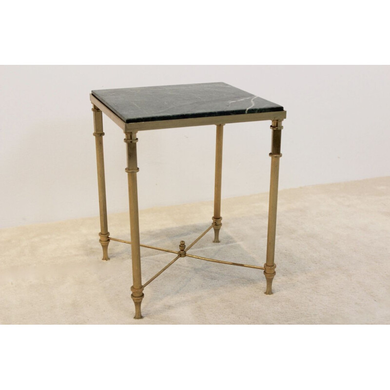 Vintage marble and brass coffee table, France 1960