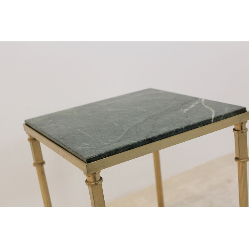 Vintage marble and brass coffee table, France 1960