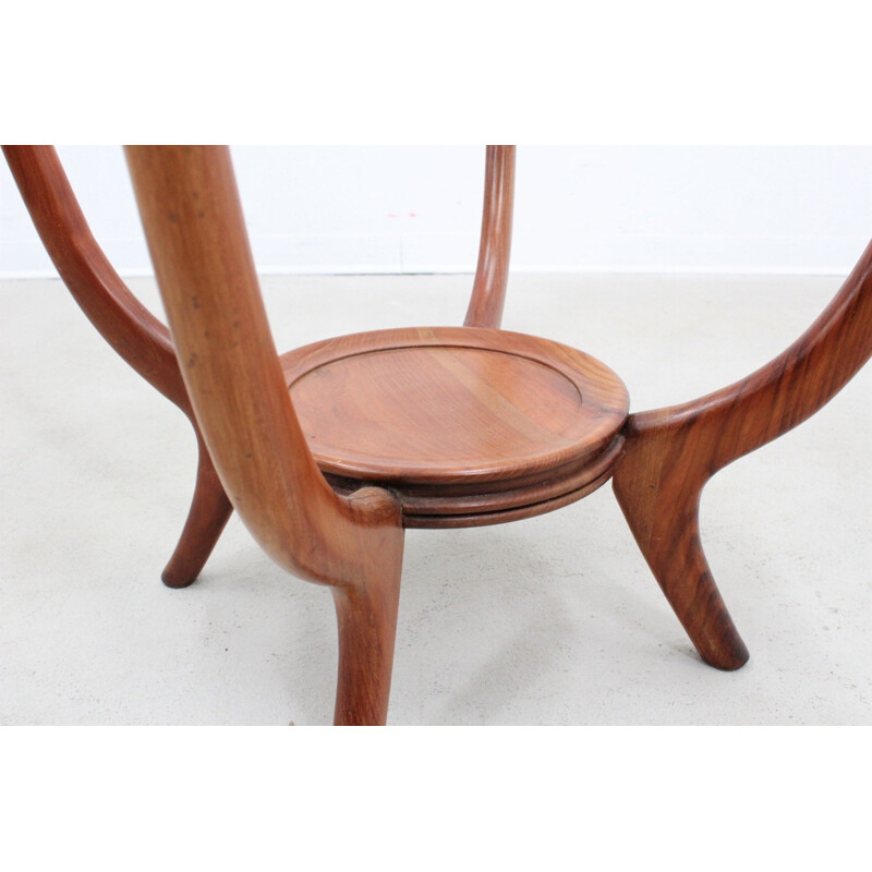 Vintage round Italian coffee table in walnut