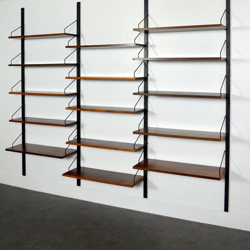 Vintage modular shelving system in rosewood by Poul Cadovius