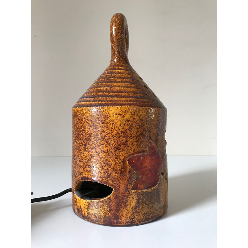 Lampada vintage in ceramica e resina di Poterie d'Accolay, 1960