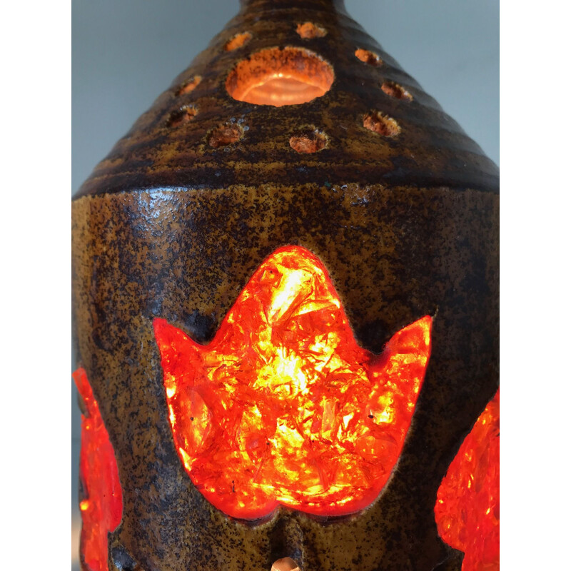 Lampada vintage in ceramica e resina di Poterie d'Accolay, 1960