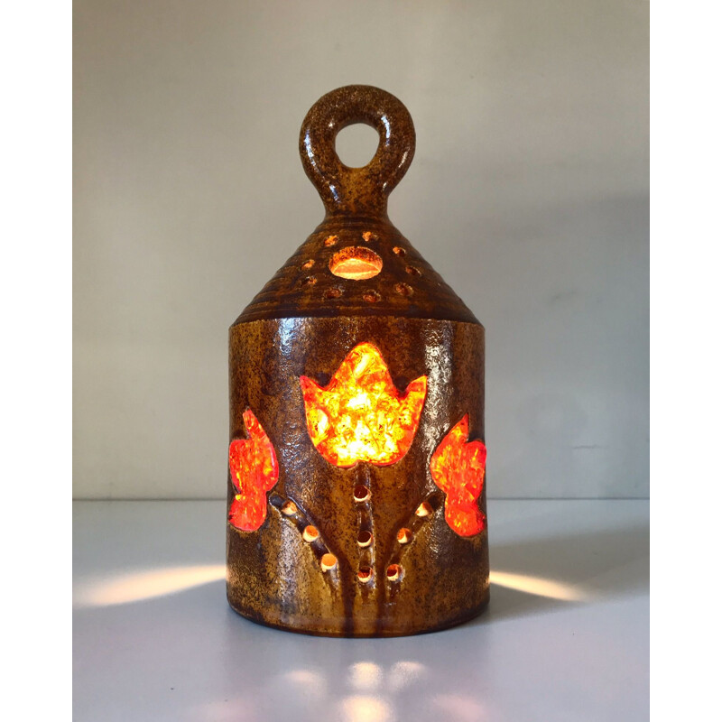 Lampe vintage en céramique et résine par Poterie d'Accolay, 1960