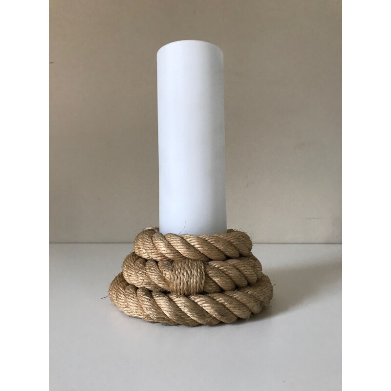 French vintage lamp in opalin and rope 1960