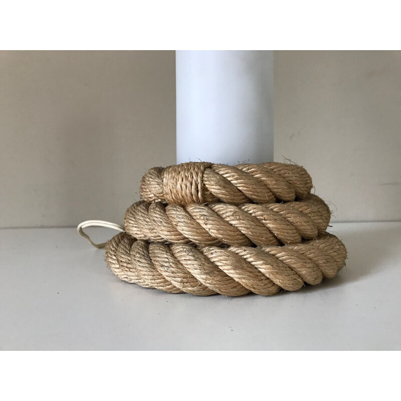 French vintage lamp in opalin and rope 1960