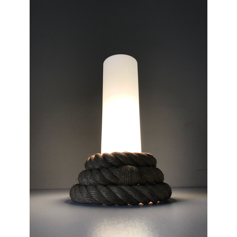 French vintage lamp in opalin and rope 1960