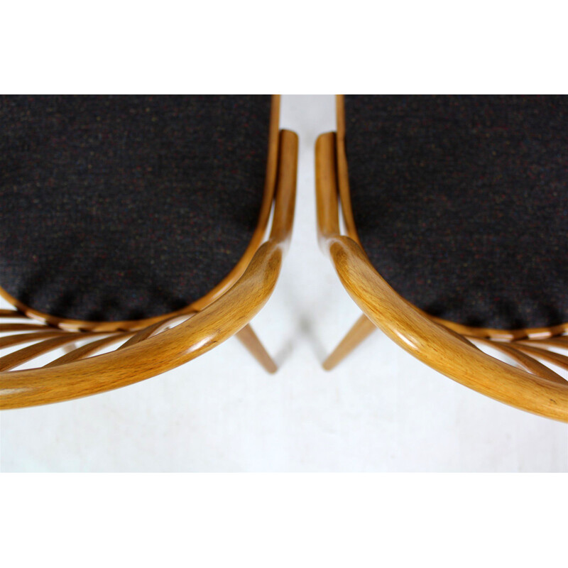 Set of 4 vintage black dining chairs by Antonin Suman in beechwood 1960