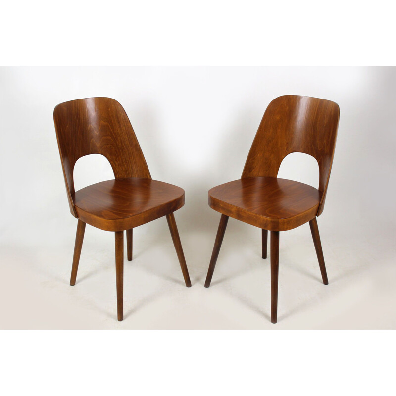 Set of 2 vintage No.515 Wooden Chairs by Oswald Haerdtl for TON