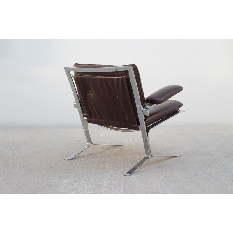 Vintage Joker armchair by Olivier Mourgue for Airborne in brown leather