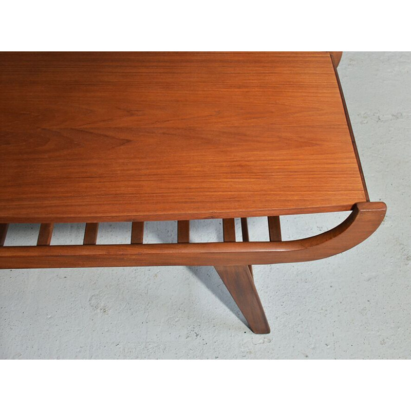 Table basse vintage en teck style scandinave 1950