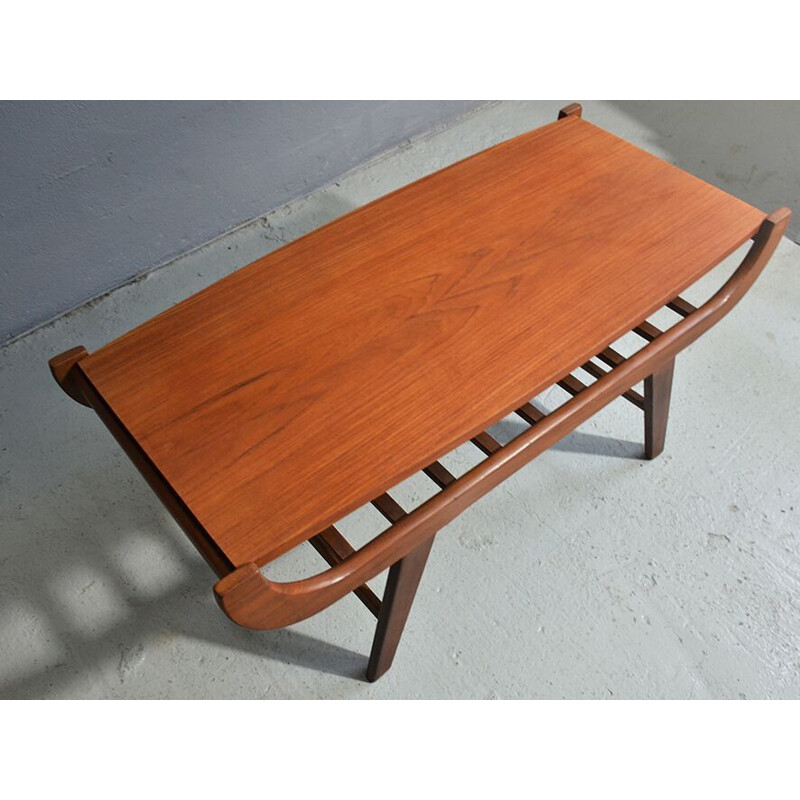 Table basse vintage en teck style scandinave 1950