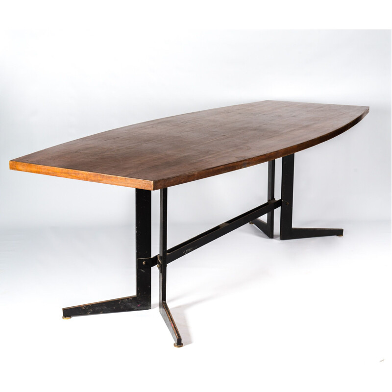 Vintage italian table in wood and metal 1960