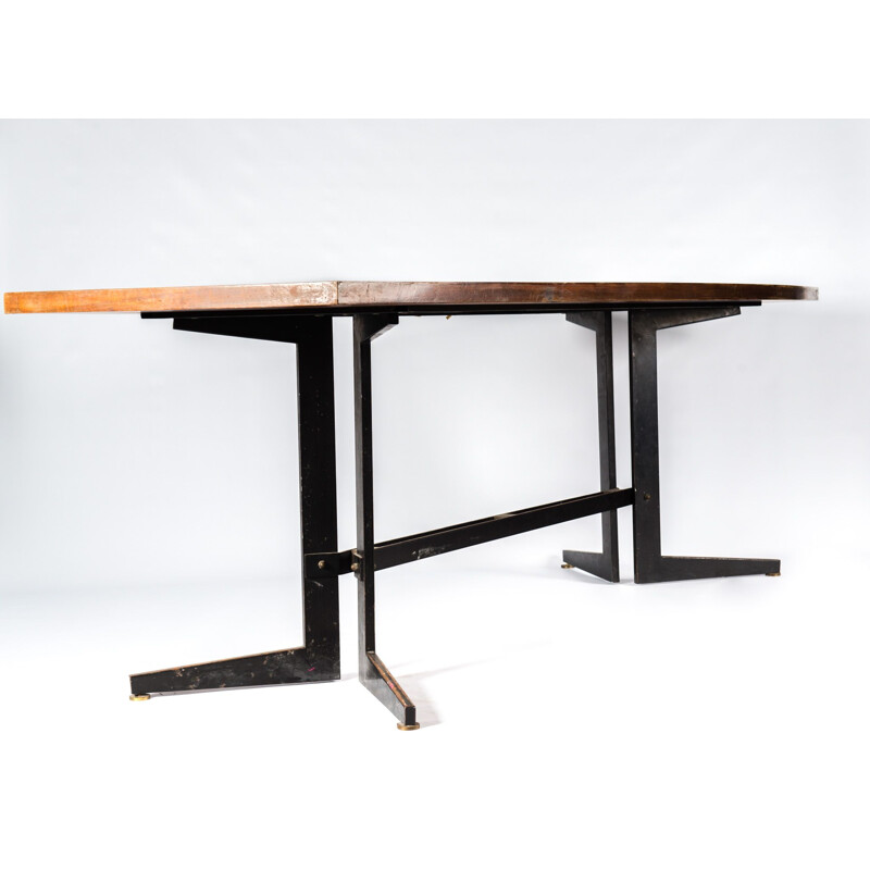 Table vintage italienne en bois et métal 1960