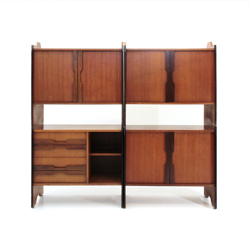 Vintage italian teak modulable sideboard 1960