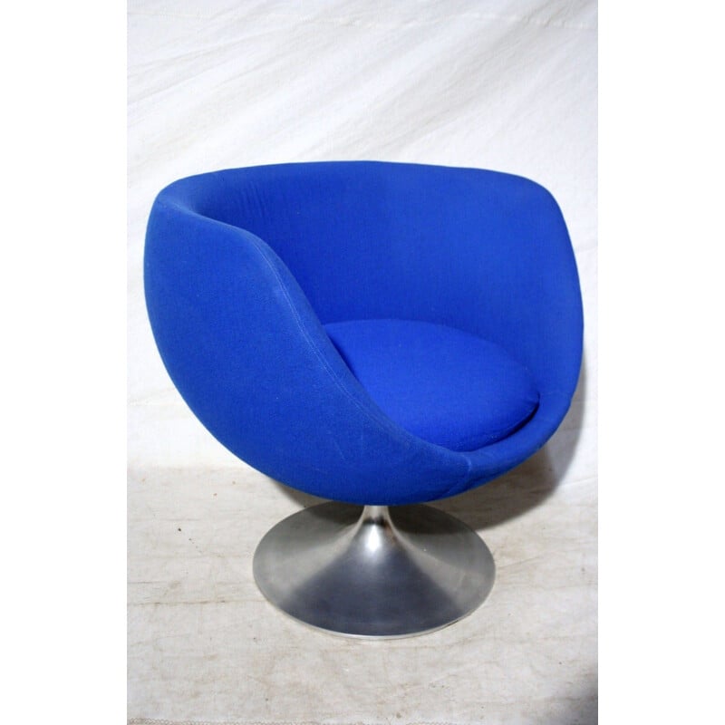 Vintage blue armchair by Louis Bender for Steiner - 1966 