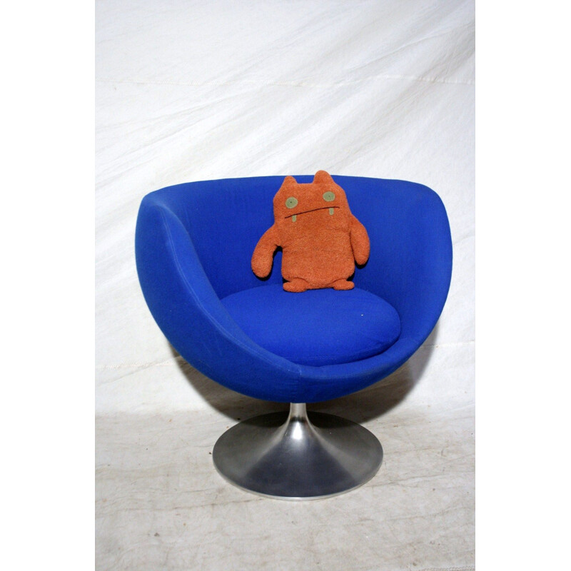 Vintage blue armchair by Louis Bender for Steiner - 1966 