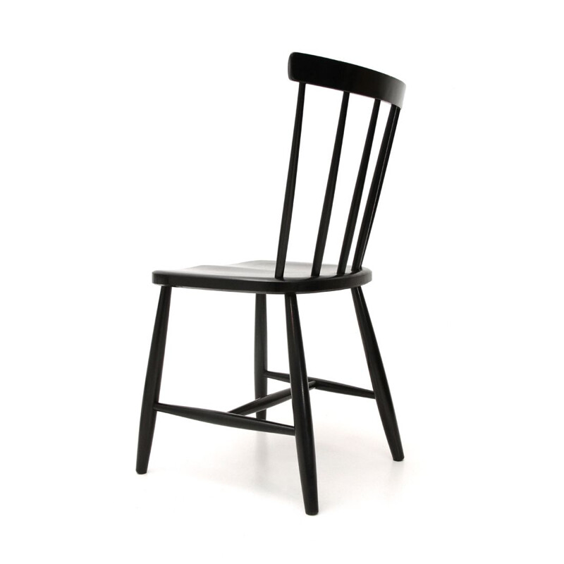 Set of 6 vintage Italian black chair by Casa Arredo