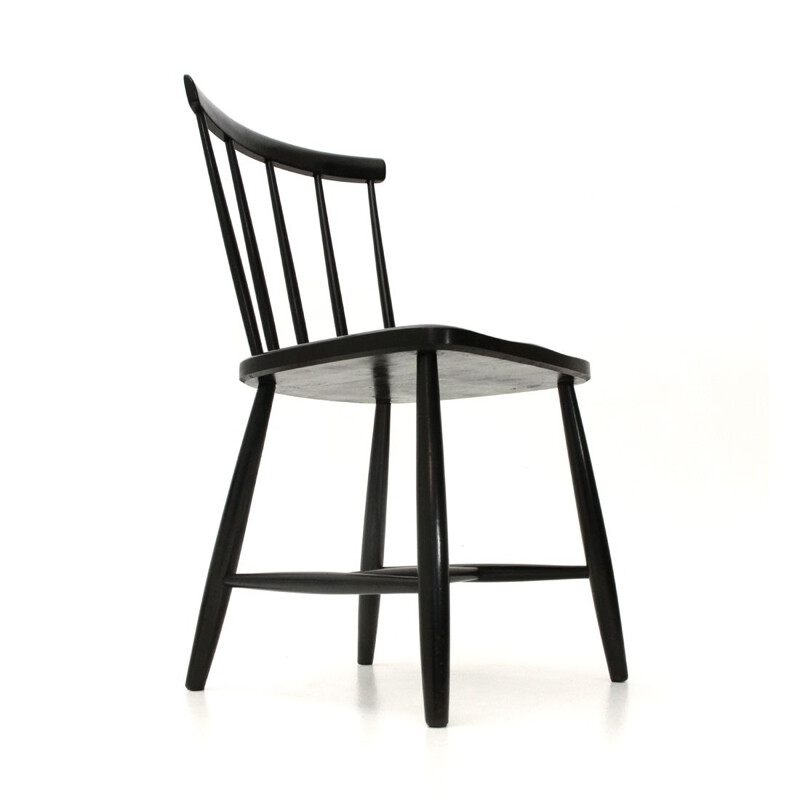 Set of 6 vintage Italian black chair by Casa Arredo