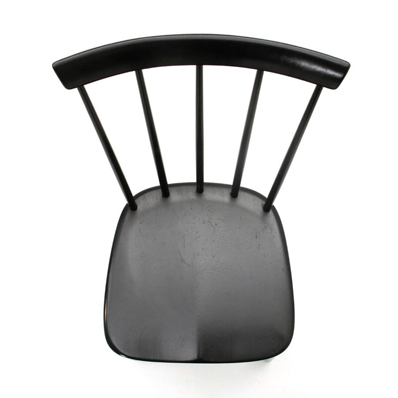 Suite de 6 chaises vintage italiennes noires par Casa Arredo