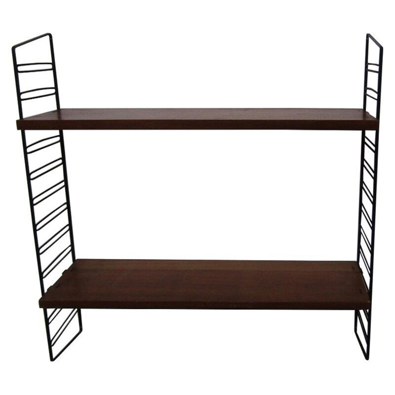 Vintage swedish shelf in metal and wood