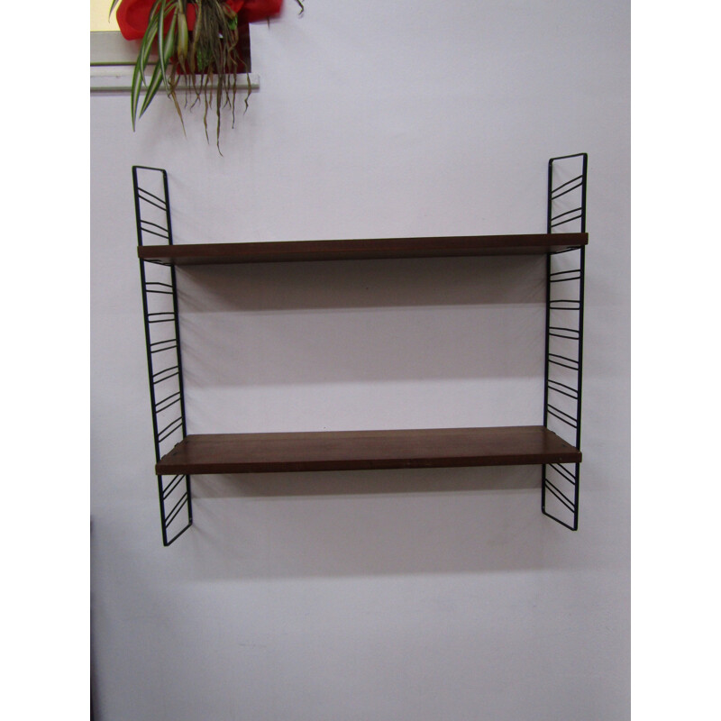 Vintage swedish shelf in metal and wood