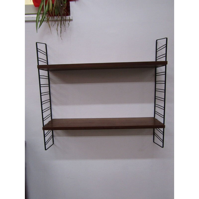 Vintage swedish shelf in metal and wood