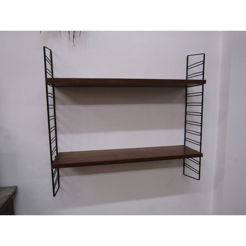 Vintage swedish shelf in metal and wood