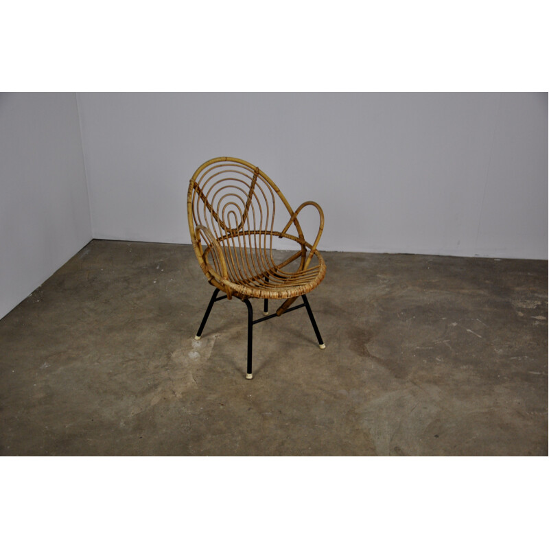 Vintage armchair in rattan by Dirk Van Sliedregt for Rohe Noorwolde