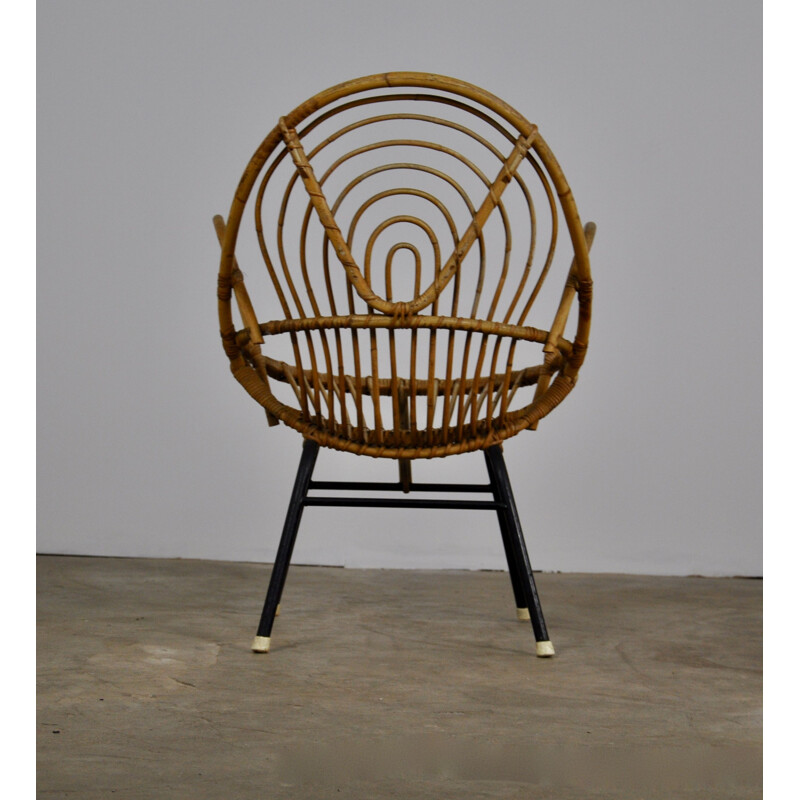 Vintage armchair in rattan by Dirk Van Sliedregt for Rohe Noorwolde
