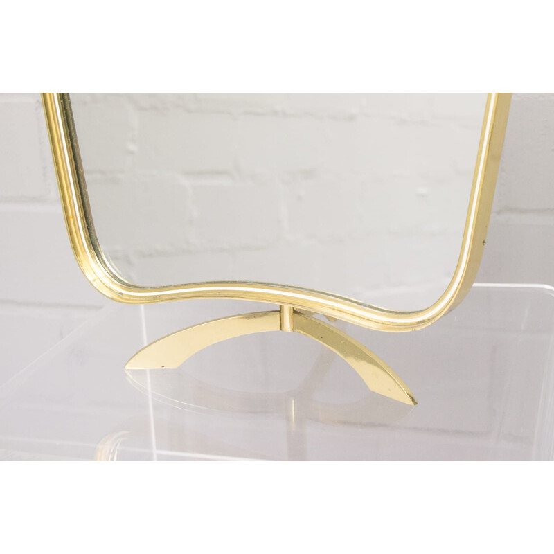 Vintage table mirror in brass from Vereinigte Werkstätten Munich