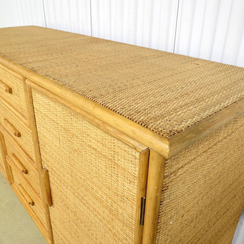 Vintage Dutch rattan sidebaord