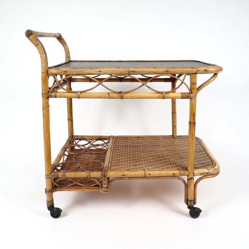 Vintage Dutch rattan trolley