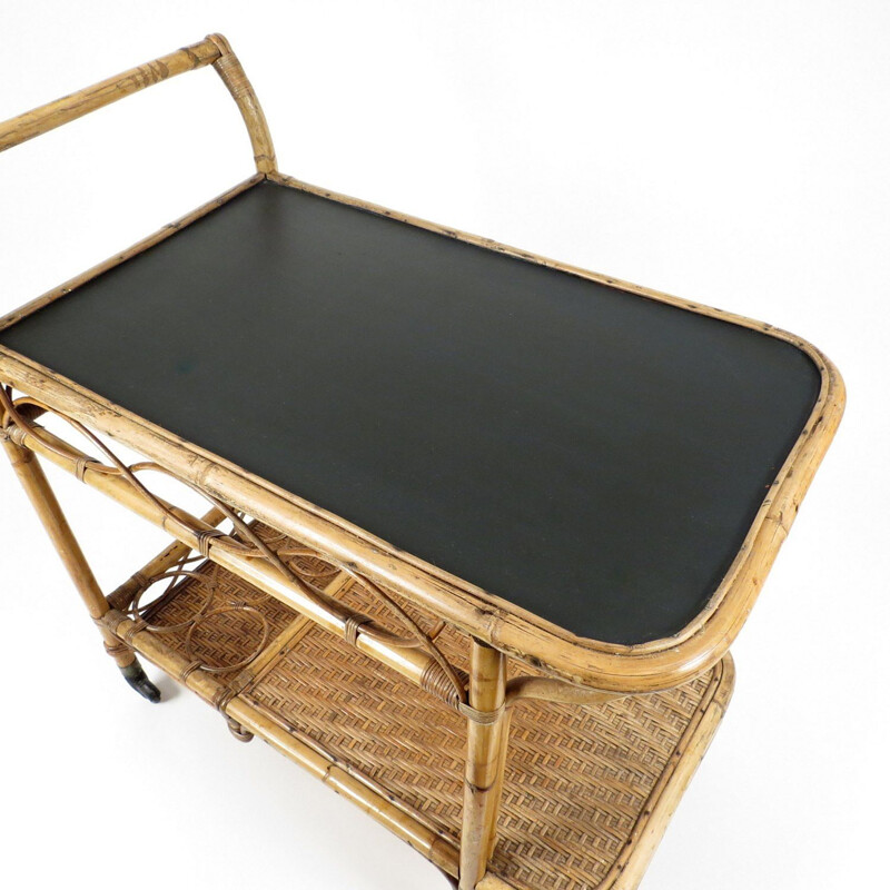 Vintage Dutch rattan trolley