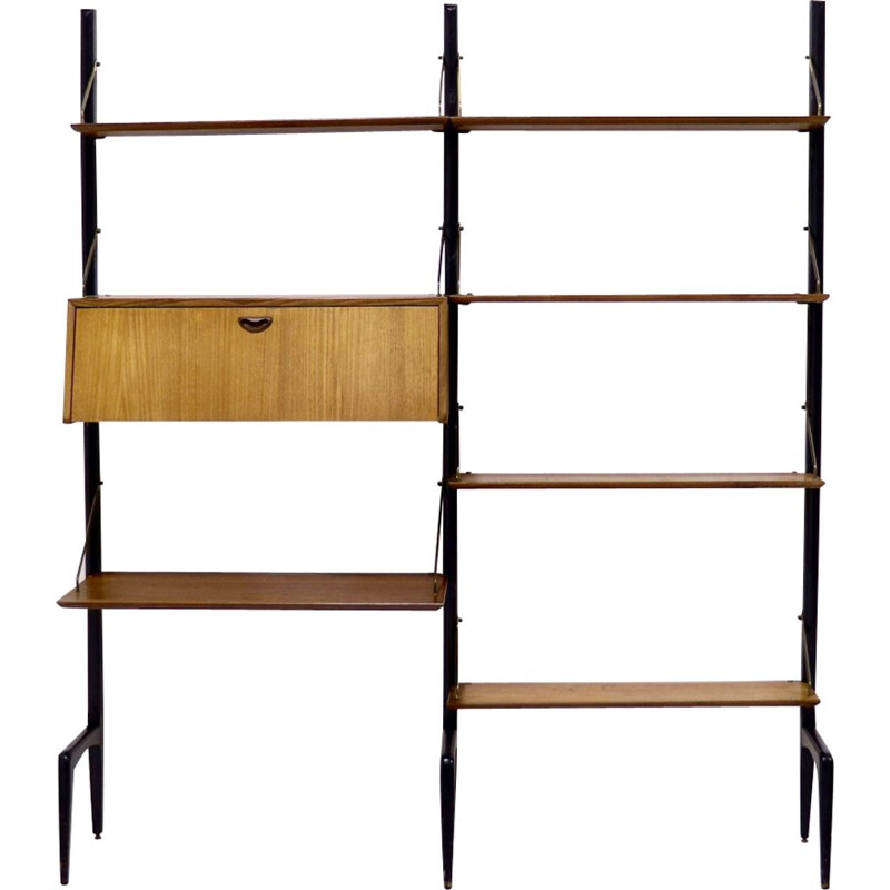 Vintage wall unit in teak by Louis van Teeffelen for WeBe