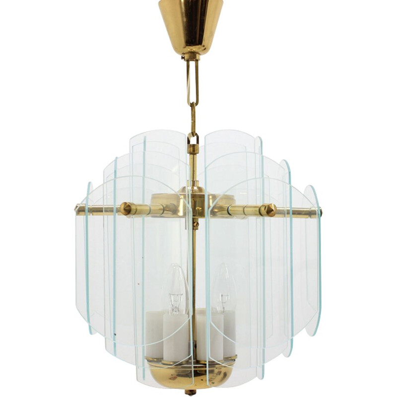 Vintage glass pendant lamp by Jablonecké Sklárny, Czech 1980