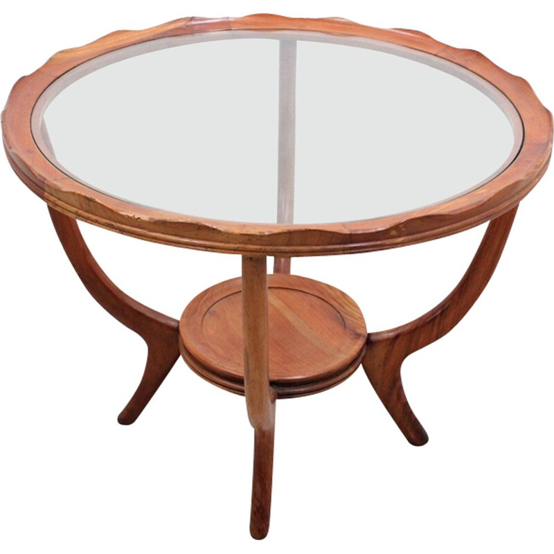 Vintage round Italian coffee table in walnut